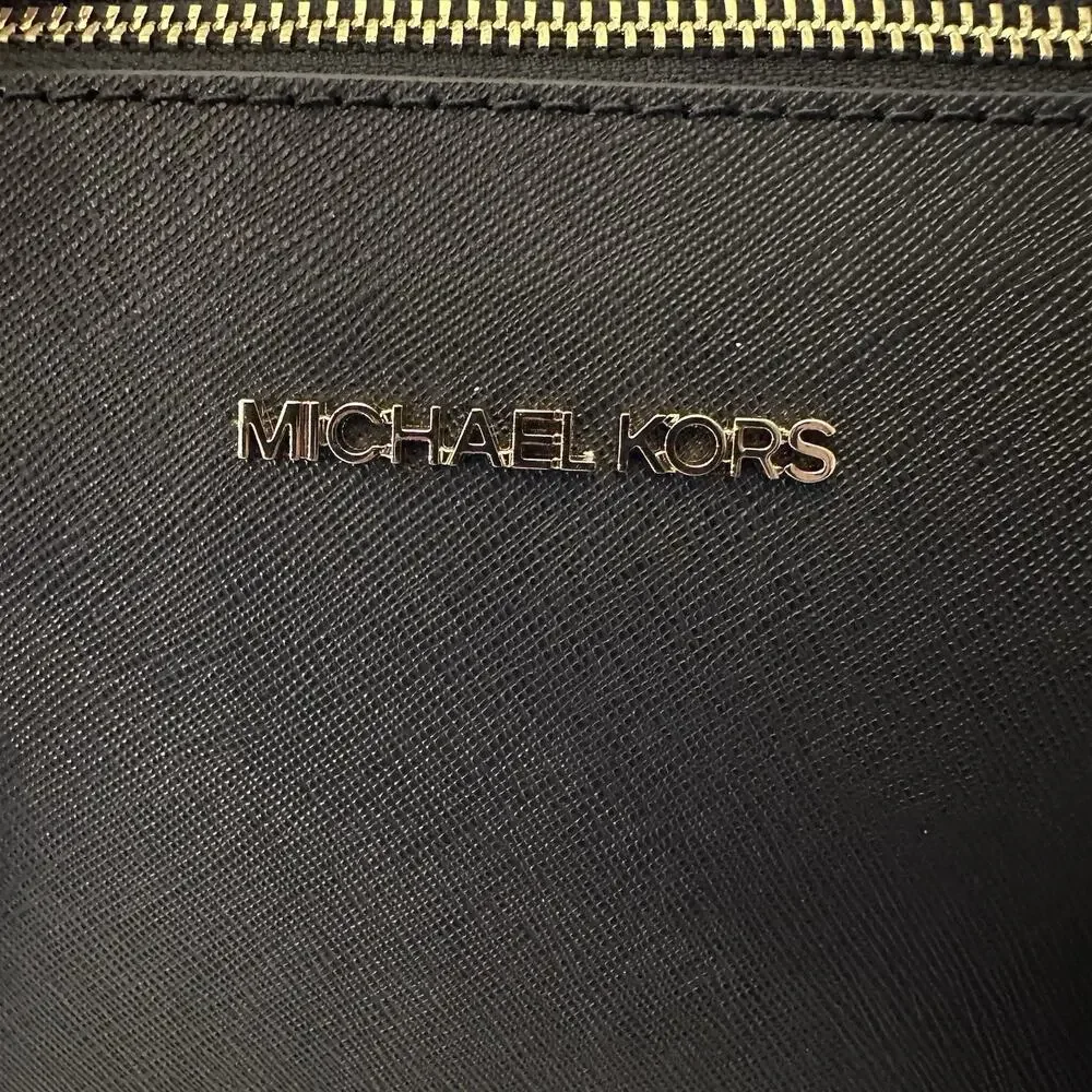 Michael Kors Charlotte Large Saffiano Leather Top-Zip Black Tote Bag #35T0GCFT7L - Picture 4 of 6